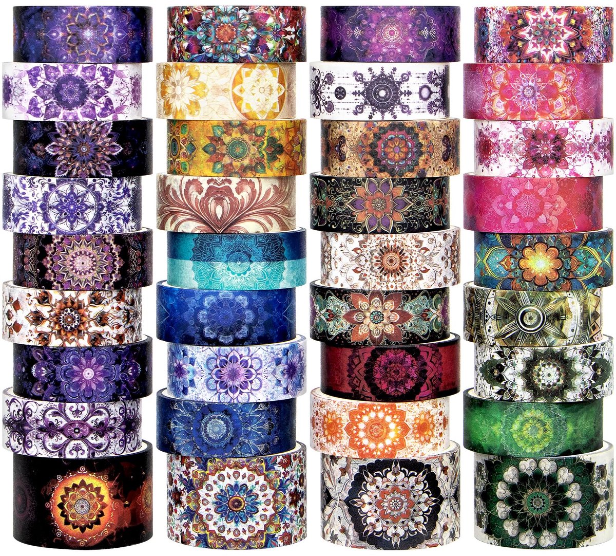 IMPERATORIS® Mandala Washi-tape - Masking Tape - Plakband Rol - Meerdere ontwerpen - Veelkleurig - 36 Rollen