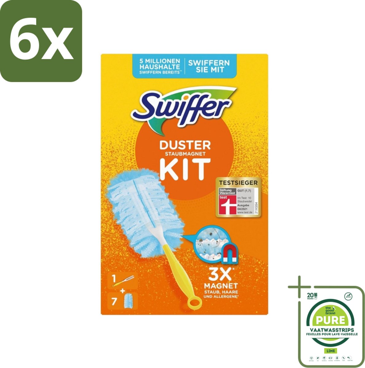 Swiffer Duster Kit - Stofdoekjes - 1 Handvat & 7 Navuldoekjes - Voordeelverpakking - 6 stuks - Stofzuiger - Stofdoek