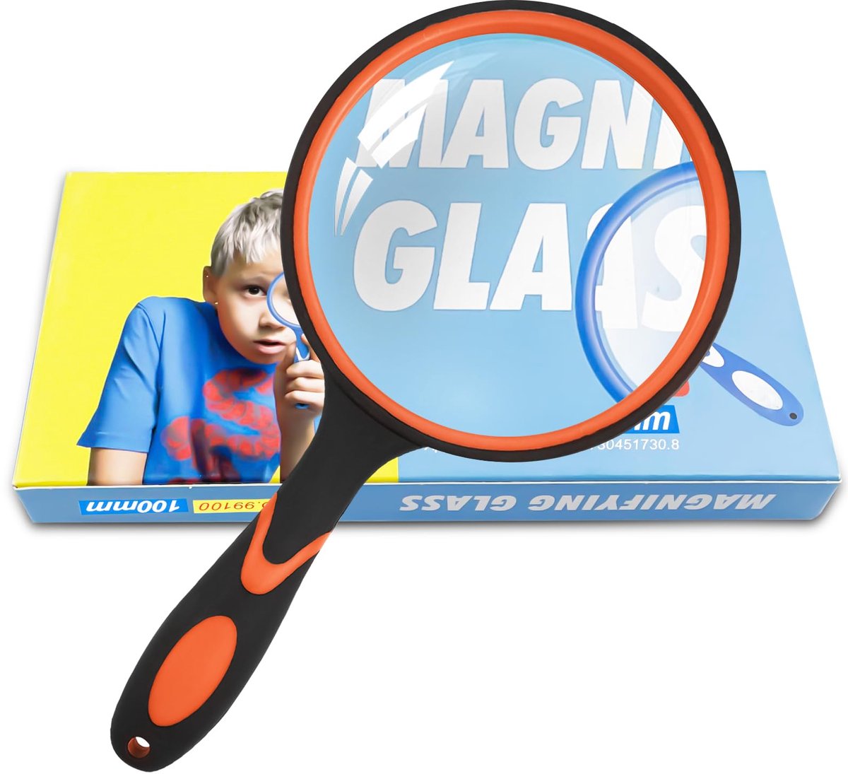 IMPERATORIS® Vergrootglas - Handheld Vergrootglas voor Kinderen & Senioren -Lichtgewicht & Duurzaam – Educatief Speelgoed voor Natuurverkenning - Lezen & Hobby’s - 10x - Zwart/Oranje