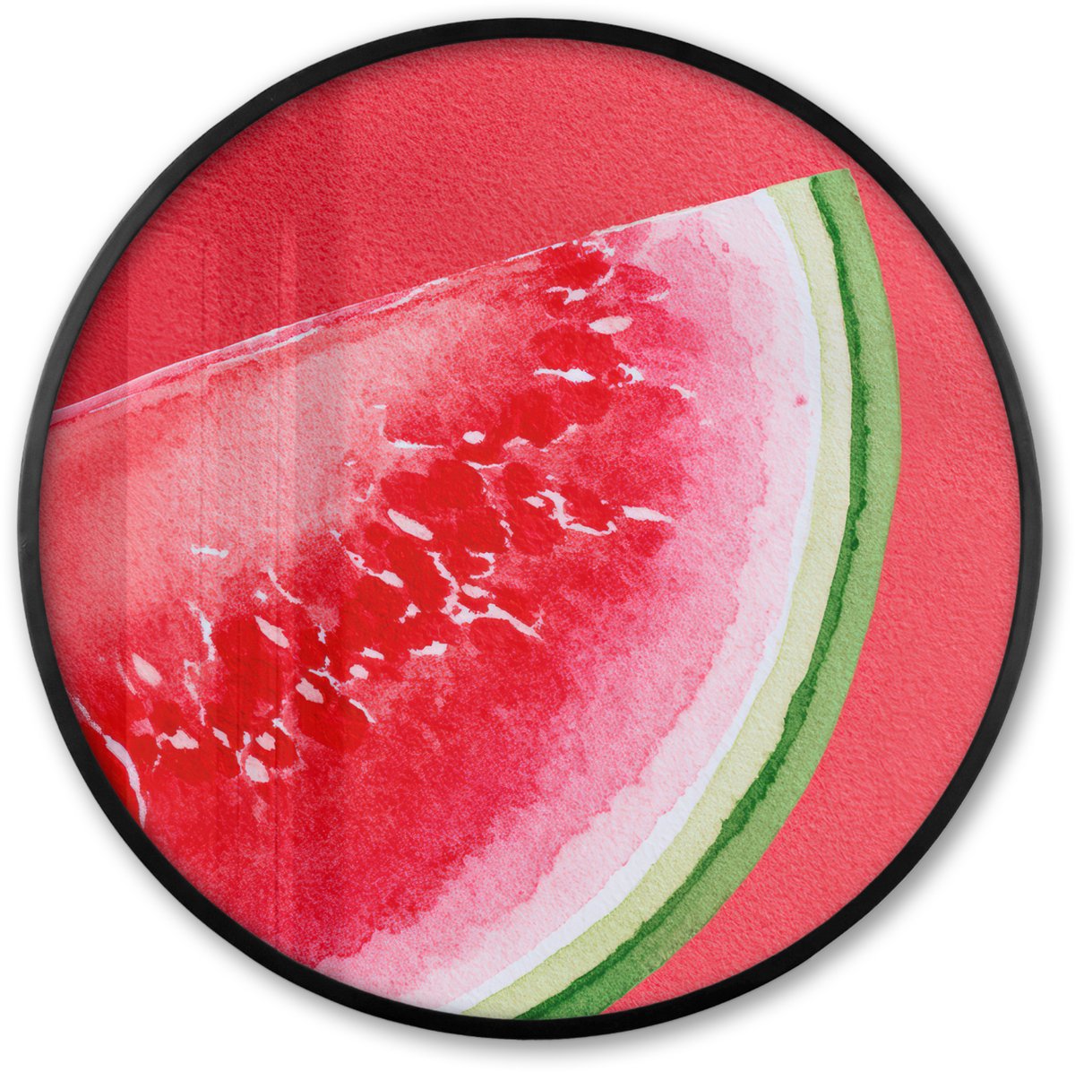 FrameYourWall Poster in lijst Rond - Fotolijst 60x60 cm - Posters - Watermeloen - Rood - Zomers - Ronde posterlijst zwart - Decoratie - Wanddecoratie woonkamer - Muurdecoratie slaapkamer Multicolor