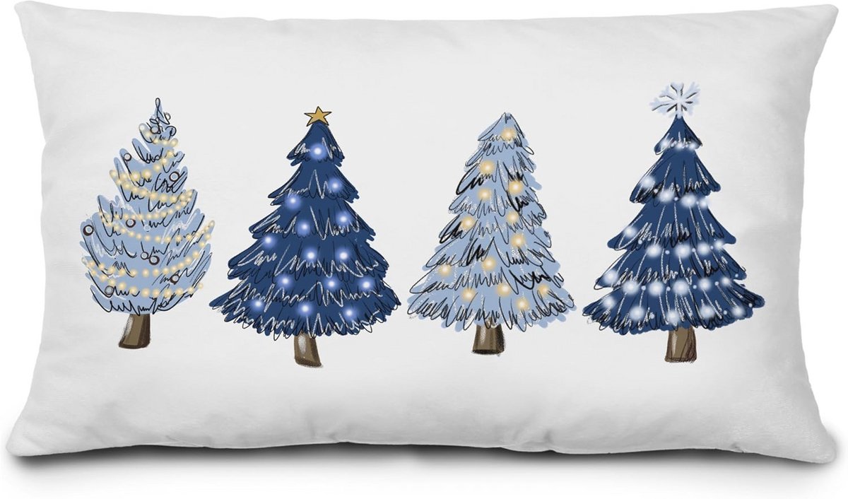 Marineblauwe kerstversiering: kussenslopen voor een feestelijke sfeer
