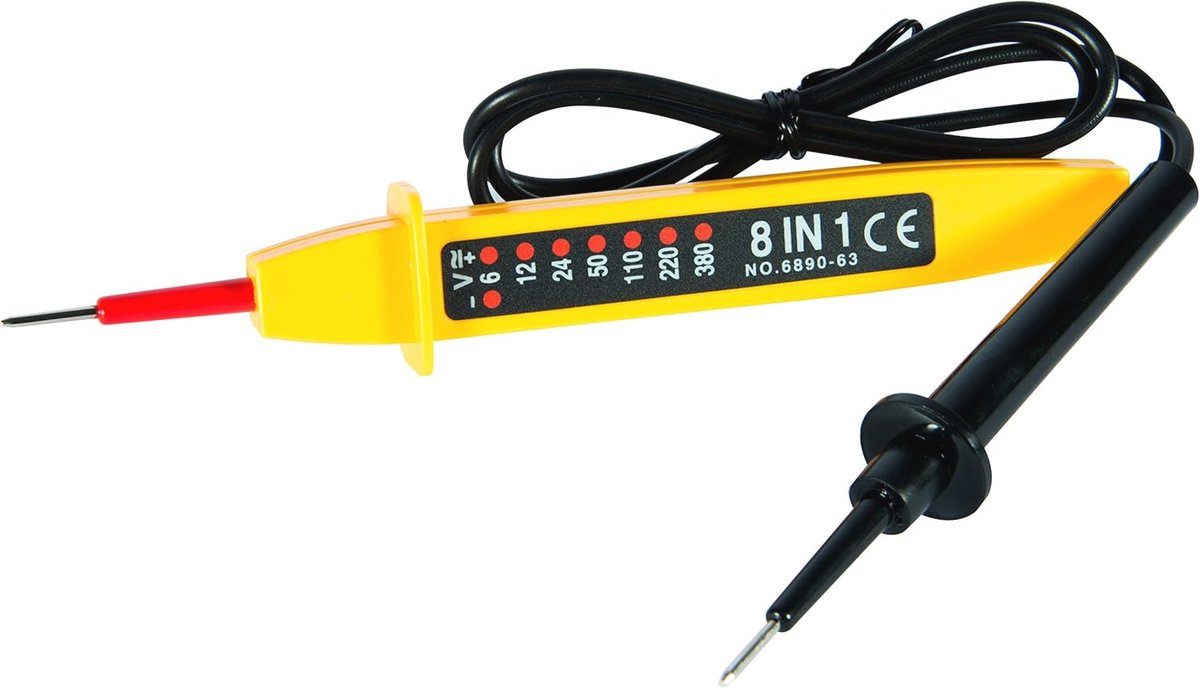 Tester met 8 functies voor 6-400 V - zwart/geel