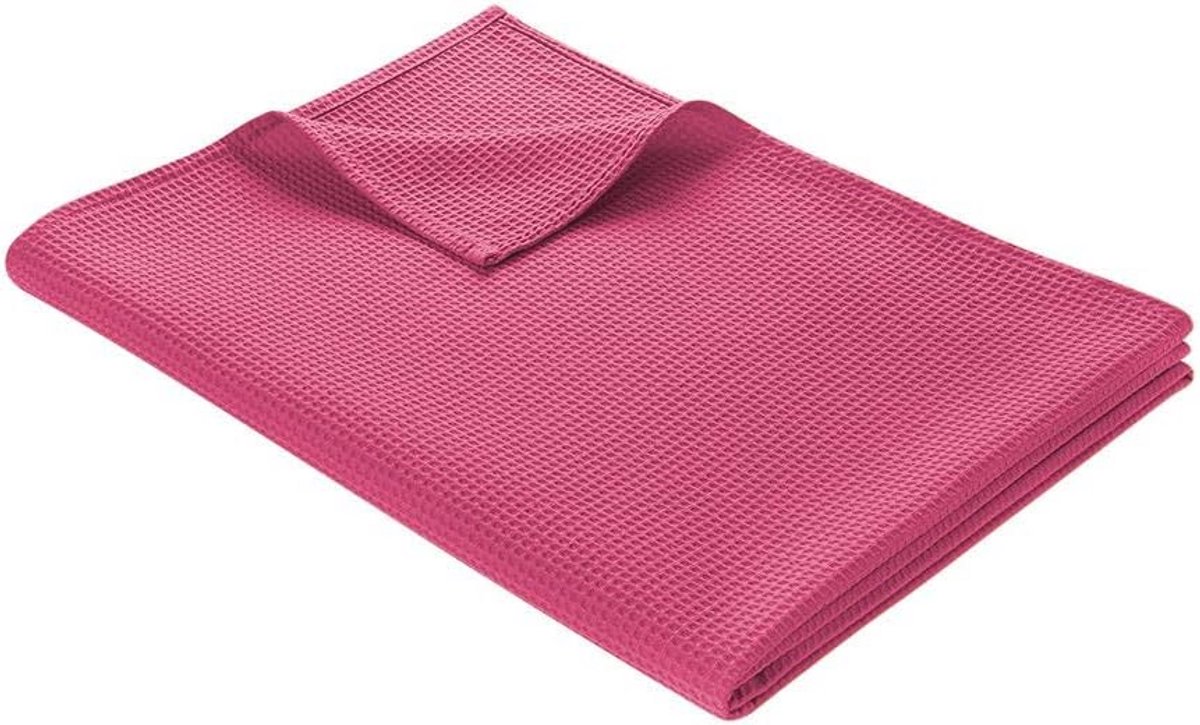 Lichte zomerdeken van 100% katoen, multifunctionele plaid, onderhoudsvriendelijk, 150 x 200 cm, kleur: roze