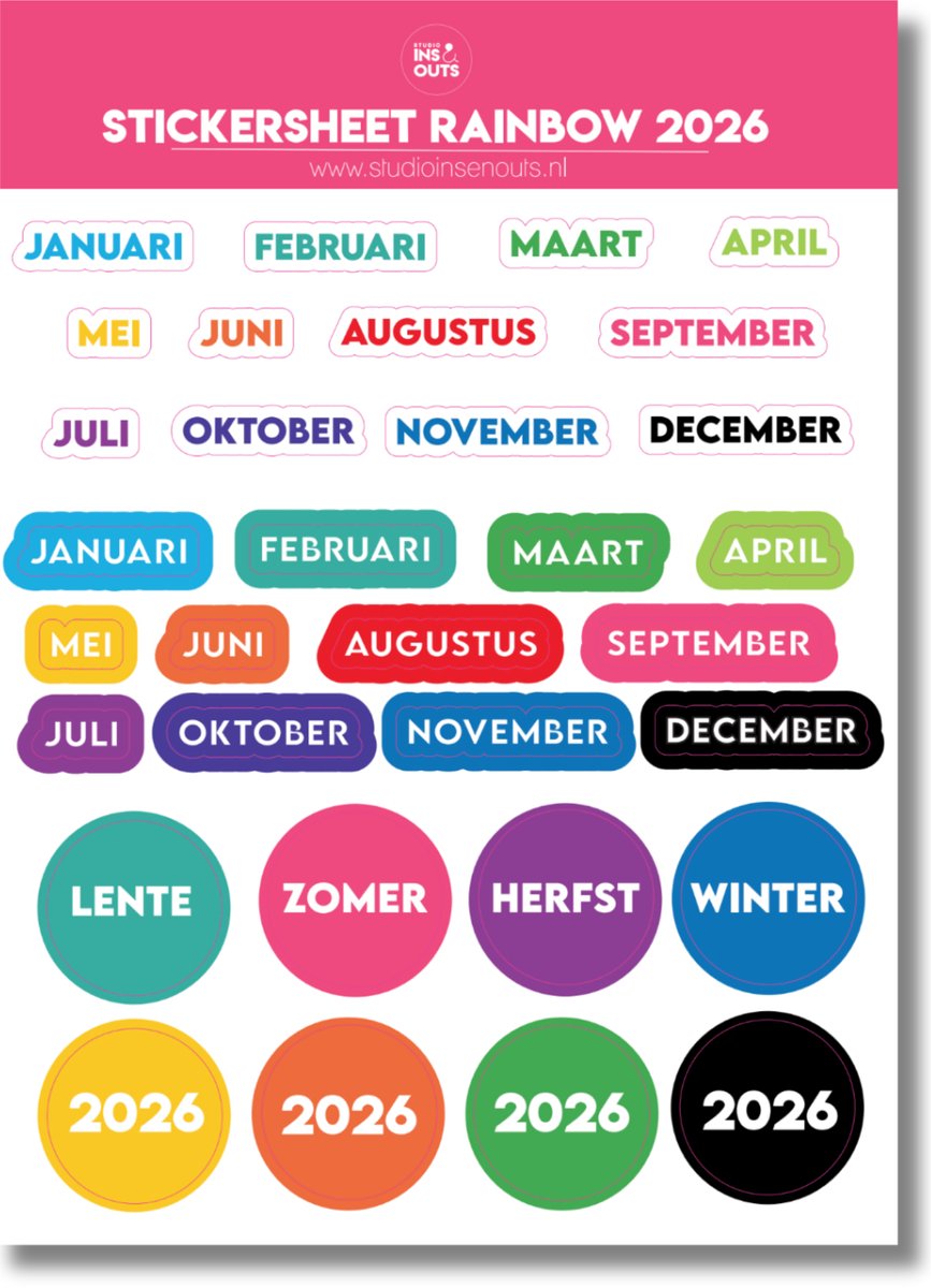 Stickervel Maanden 2026 | Rainbow