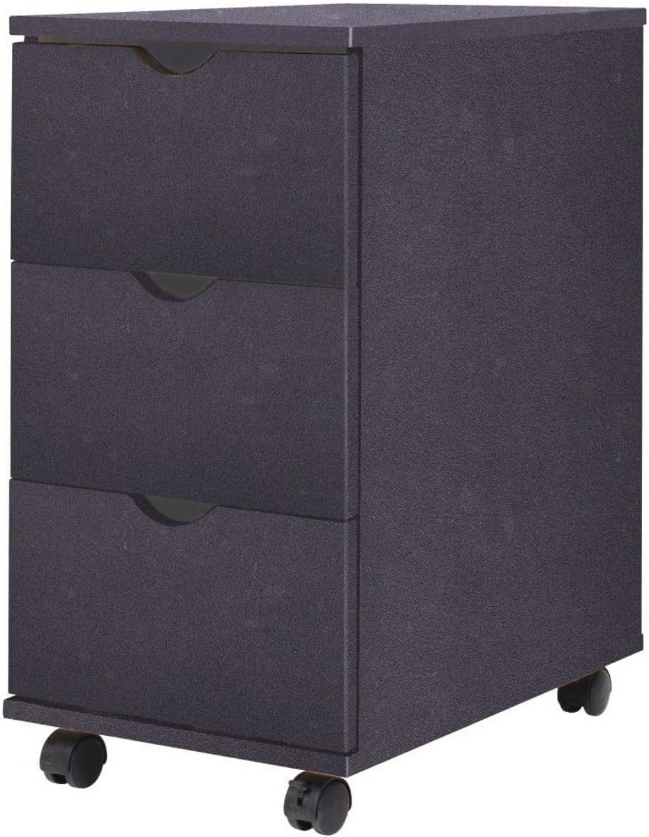 Multifunctionele Ladeblok Rolcontainer met 3 Laden - Zwart - 33 x 45 x 60 cm
