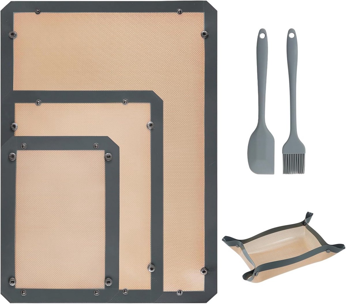 Set van 3 Silicone Bakmatten - Herbruikbaar, 60 cm/40 cm/30 cm, Antiaanbak Bakpapier voor Oven en Magnetron