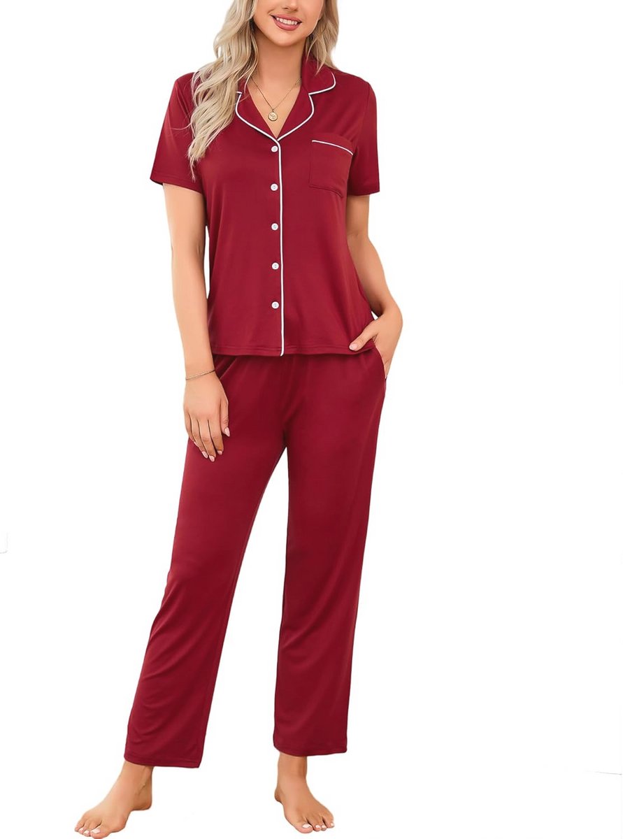 Zachte dames pyjama met zakken - comfortabele nachtkleding en loungewear