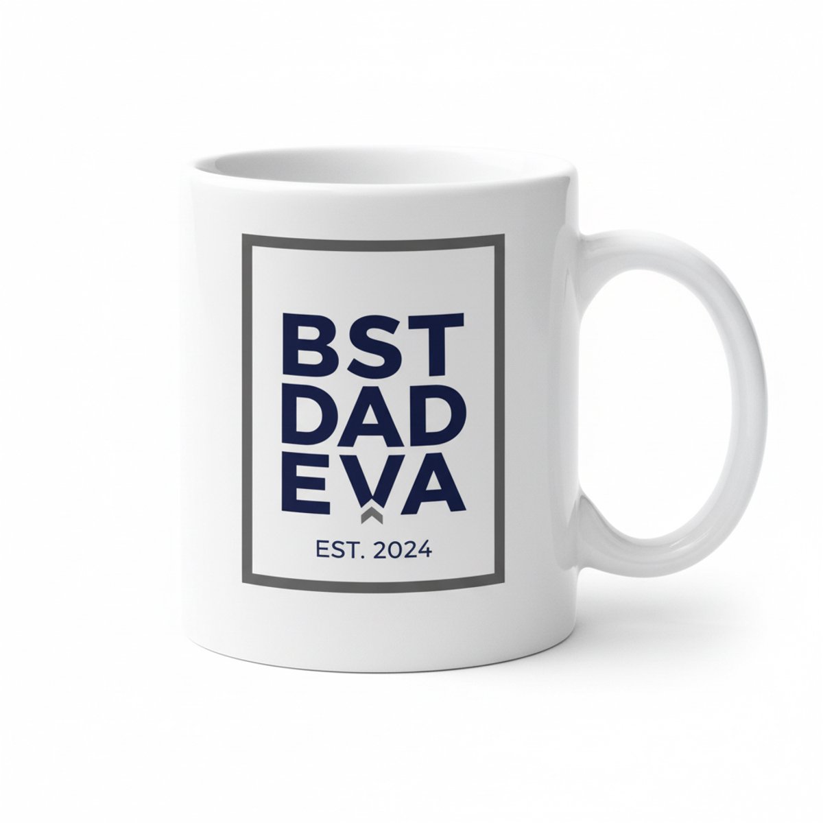 Best Dad Ever Witte Mok 330ml – Vaderdag Cadeau met EST. 2024 Ontwerp