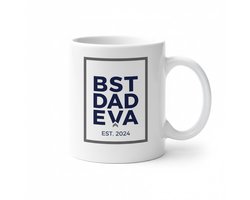 Best Dad Ever Witte Mok 330ml – Vaderdag Cadeau met EST. 2024 Ontwerp