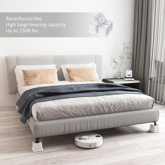 DEWEL 4-delige set voetjes voor wasmachine en droger, grijze meubelverhogers - Meubelverhogers voor koelkast, bed, tafel, stoel, bank (2 lagen, 7,2 cm