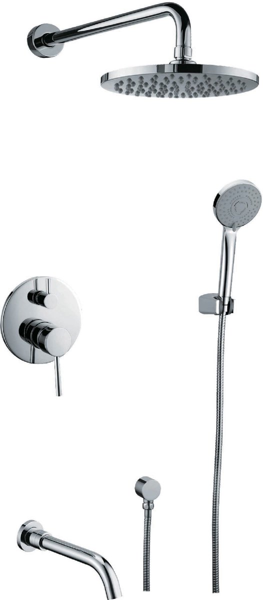 Hudor Douchecabine Compleet - Erymanthe 413 Collectie - Chroomkleurige Design Inbouw Douchecabine - Ronde Douchekop en Handdouche - Premium Messing