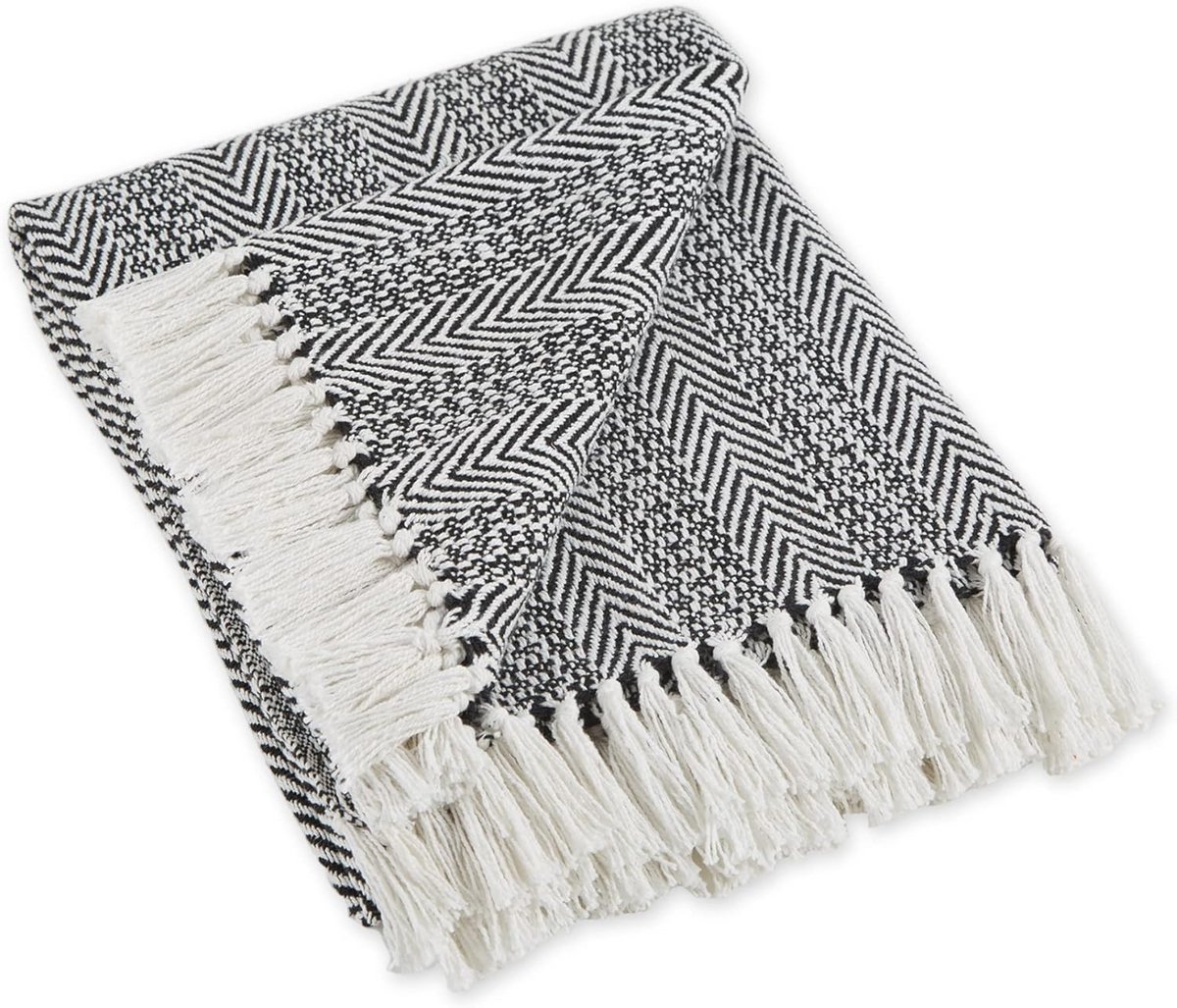 Katoenen plaid deken zwart 50x60 - Trendy en stijlvol voor elk seizoen
