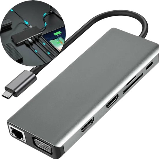 Dock Usb Module USB C docking station - 12 in 1 USB C dock - Dual HDMI - 4K resolutie | bol