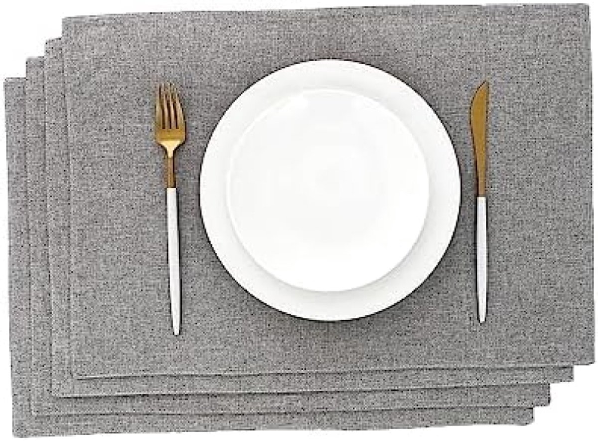 ST TRADING Placemat Set van 4 - Duurzame Tafelbeschermers in Lichtgrijs