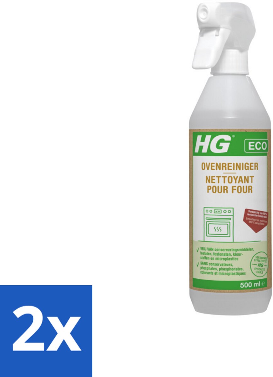 2 x HG Eco Ovenreiniger 500 ml - Ovenreiniger - Schoonmaakmiddel - Vetverwijderaar - Ecologisch - Biologisch Afbreekbaar