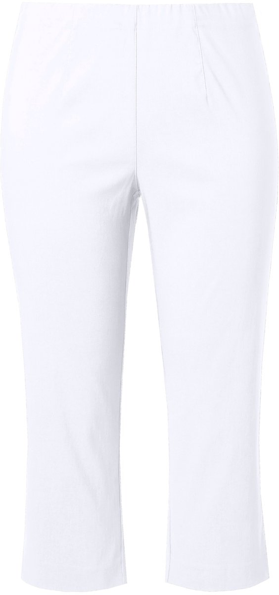 Ulla Popken - Dames - Bengalin broek kuitlang elastische tailleband stretch - Sneeuwwit - Maat 54
