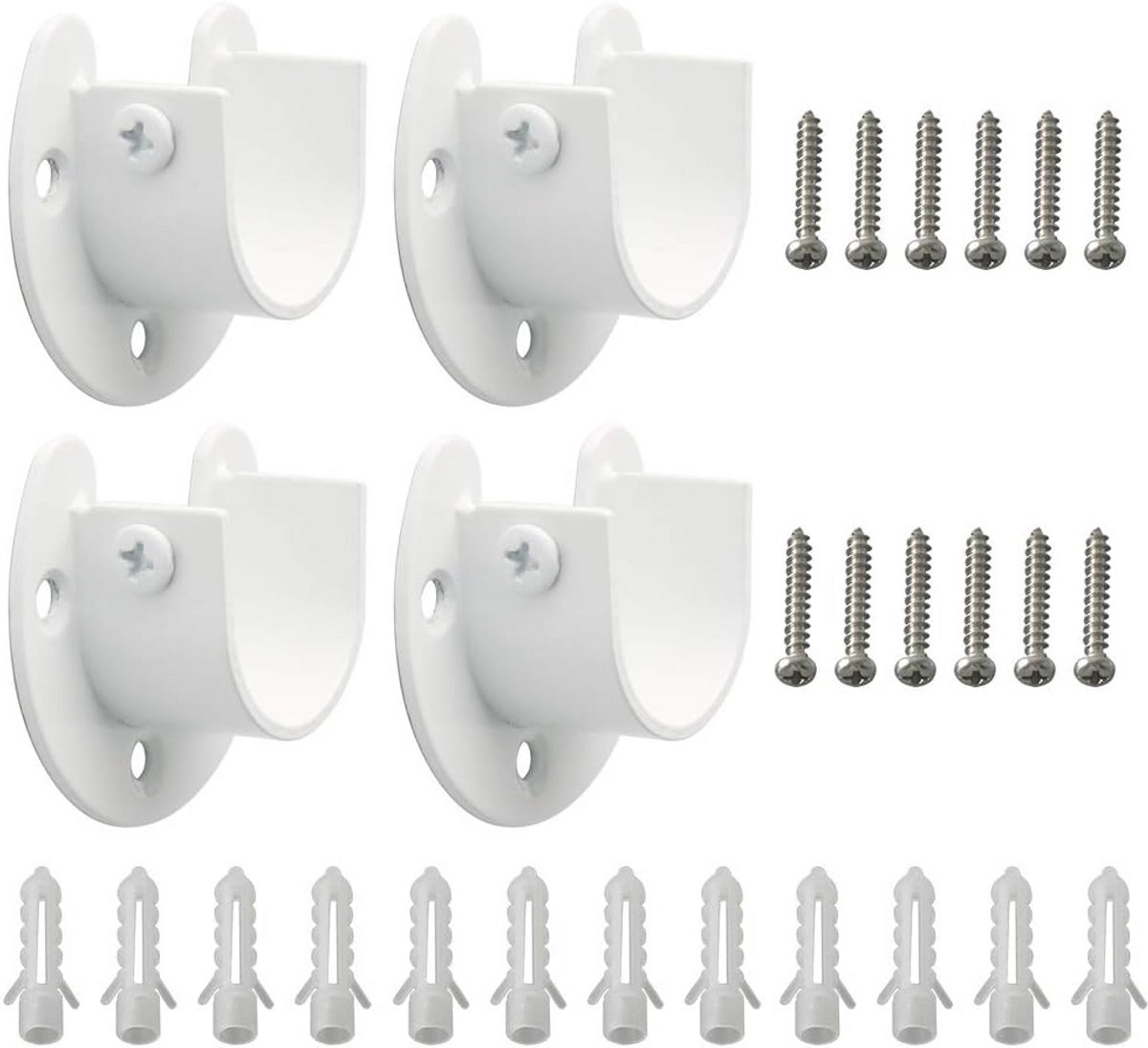 U-vorm Gordijnroede Houder 28mm - Duurzaam Roestvrij Staal, 4 Stuks, Modern Design