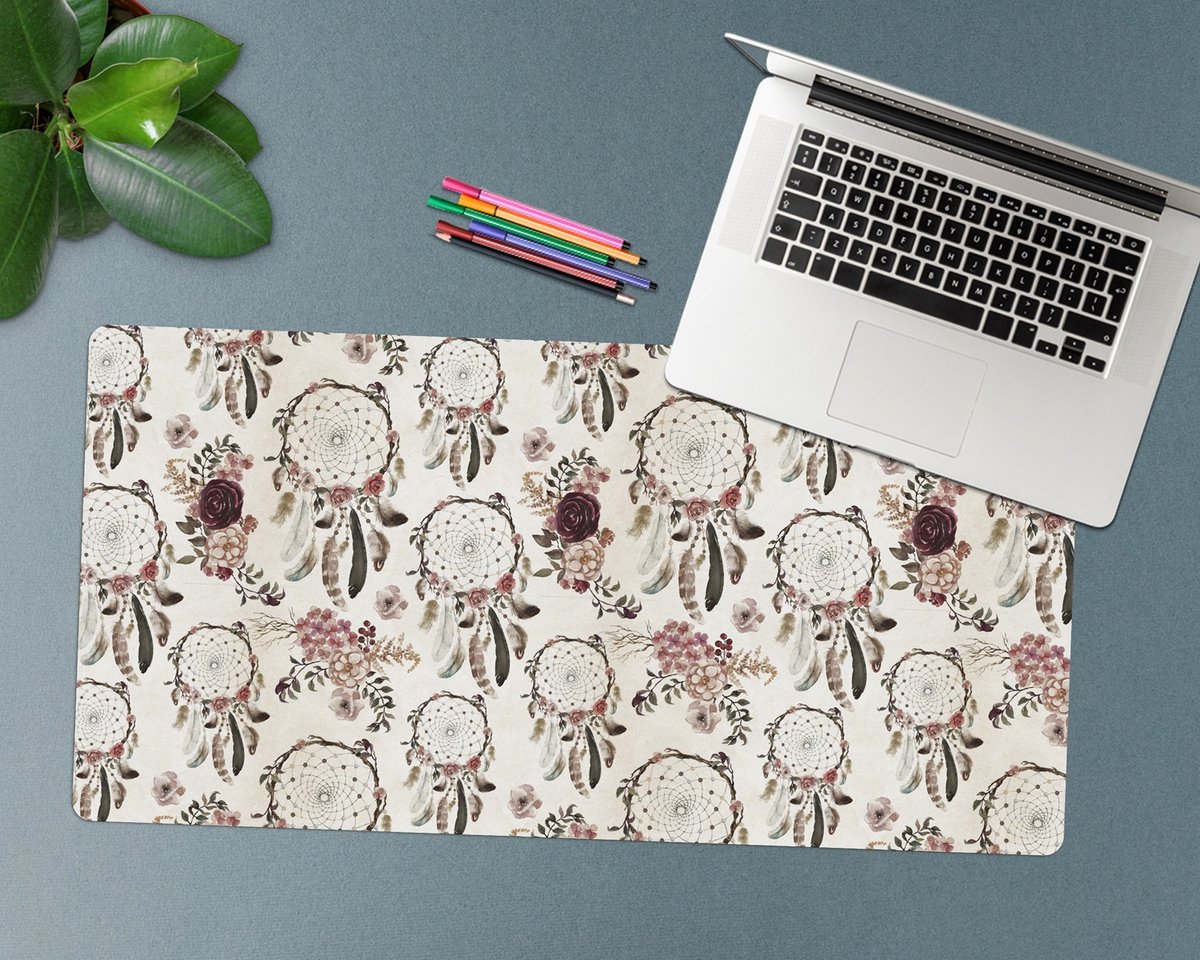 Coloray Bureau Onderlegger - Droomvangers Bureau Onderlegger XXL - 90 cm x 45 cm - Veelkleurig Bureau Onderlegger - Computer Mat - Bureau Pad - Bureau Mat - Bureaumat