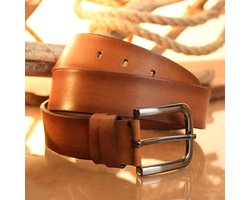 Lynexa - Heren Riem Leer - Premium Buffelleer - Cognac - Metalen Gesp - Inkortbaar - Handgemaakt - Volledig Echt Dik Buffalo Leer - Luxe Broekriem - 4 cm Breed - Cadeau Geschikt - Tijdloos Ontwerp - Ideaal voor Casual -Ideaal voor Zakelijk - Maat 130