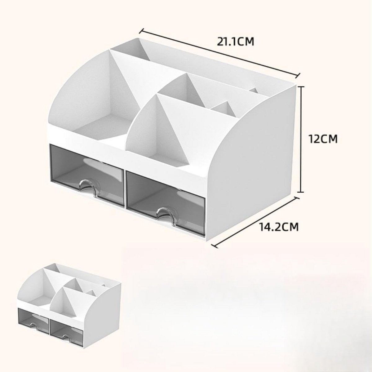 Multifunctionele bureau-organizer voor kantoor en thuis - Transparant met lades