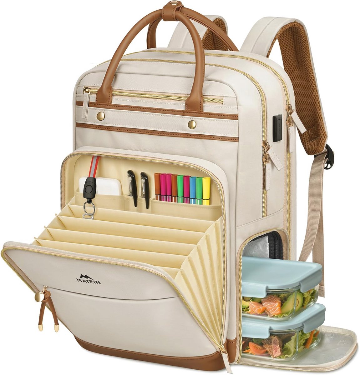 Dames Laptoprugzak 15,6 inch met Koelvak en USB-oplaadpoort