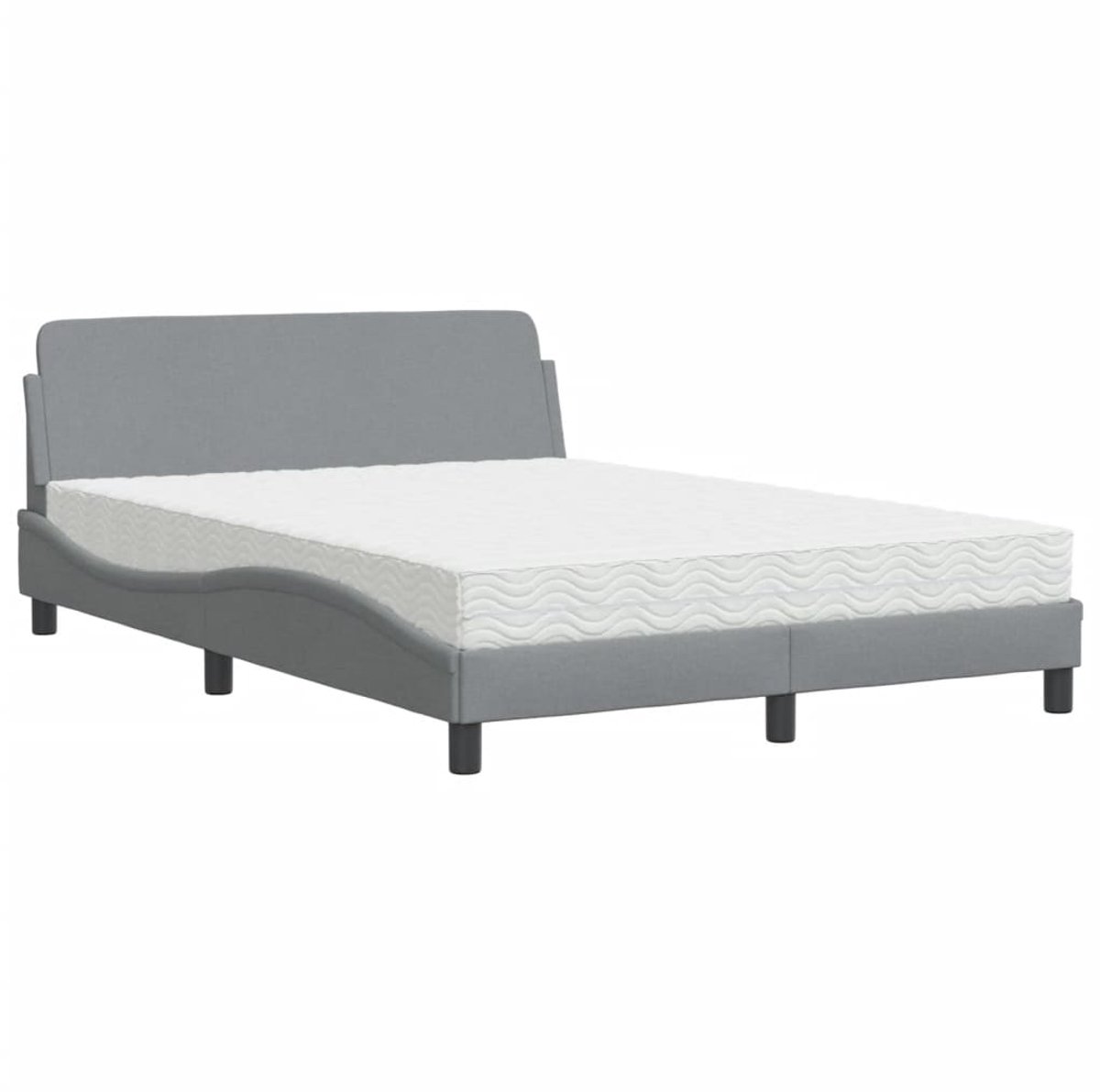 Tweepersoonsbed | Dubbelbed | Volwassenenbed | Bed met matras "Dover" stof lichtgrijs 140x190 cm