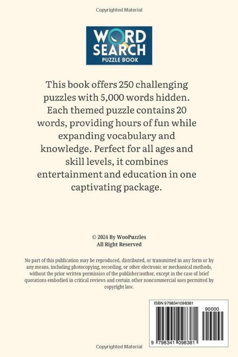250 Themed Word Search Puzzles - 5000 Words: Engaging Word Search Challenges for All Ages