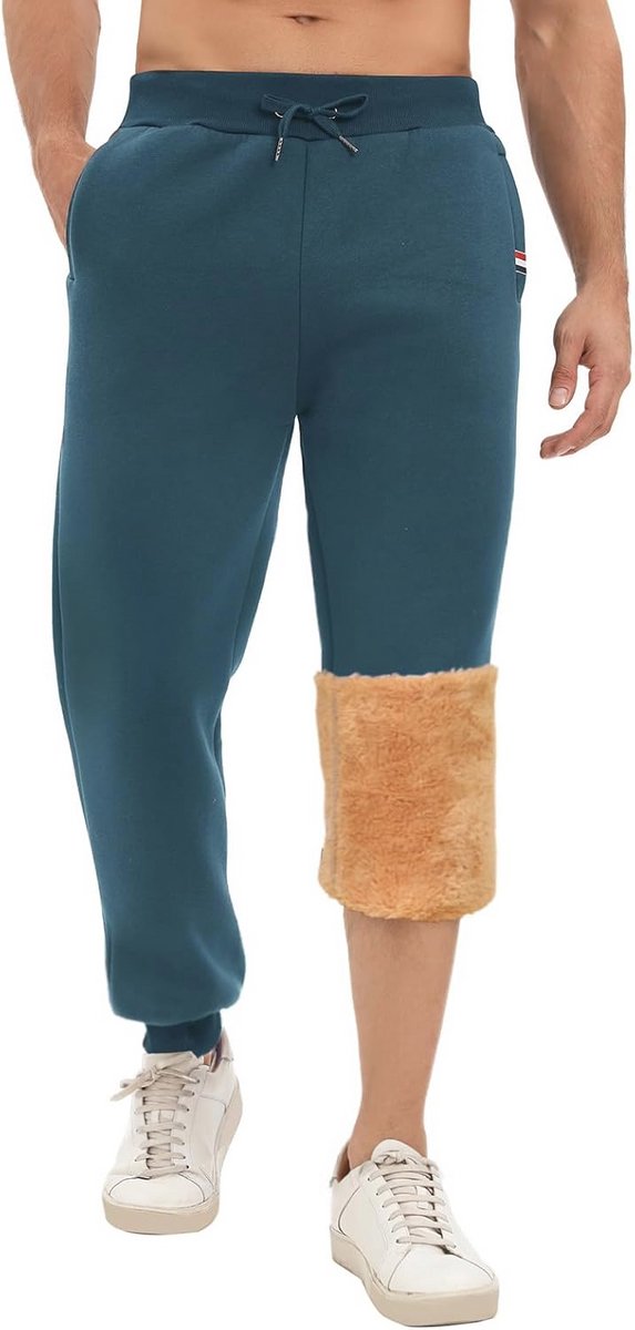 Casual Fleece Joggingbroek voor Heren - Warme Pluche Trainingsbroek met Zakken en Trekkoord