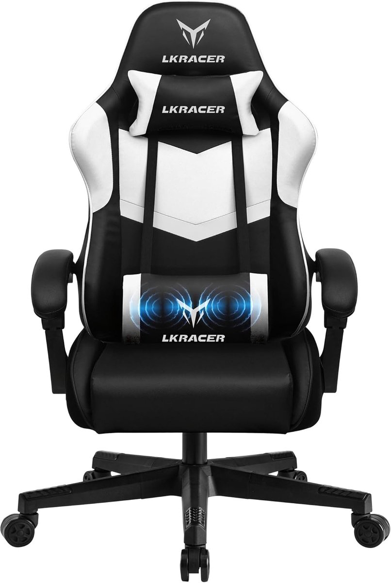 GTPLAYER Gaming Stoel met Hoofdsteun en Lendenkussen - Wit - Anji Wudi Furniture Technology Co., - €89,99