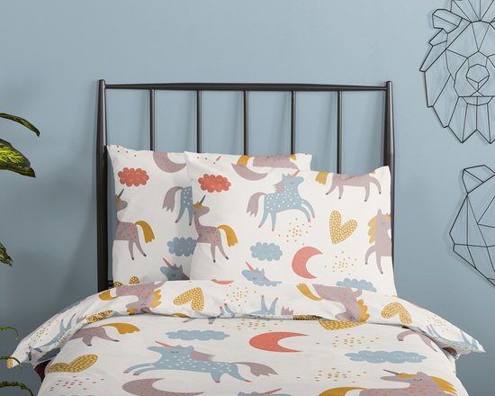 Good Morning dekbedovertrek eenhoorn en regenboog - Peuter 120x150 cm - Multi - 100% Katoen renforc� — afbeelding 2