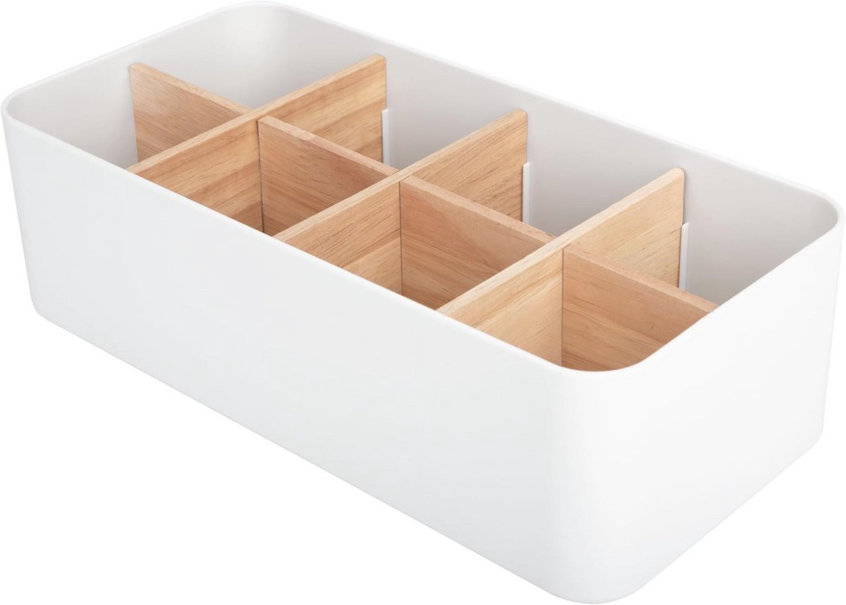 Bureau-organizer met 8 Vakken van Bamboe - Multifunctionele Opbergdoos voor Pennen, Cosmetica en Smartphones