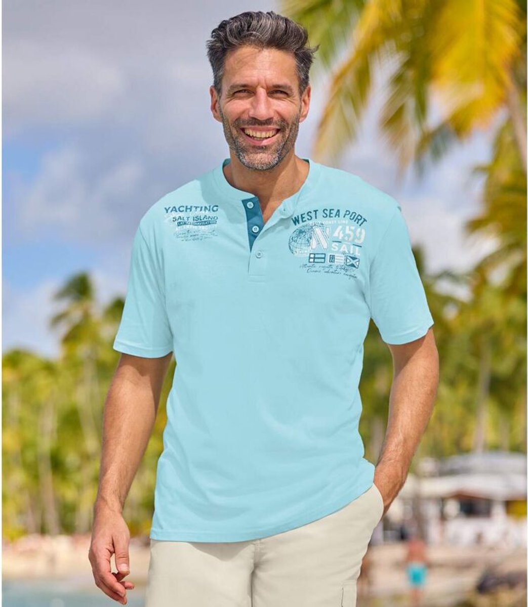 ATLAS FOR MEN - Set van 2 T-shirts met Tunesische kraag Calvi - Heren - Verkrijgbaar in grote maten - 4XL