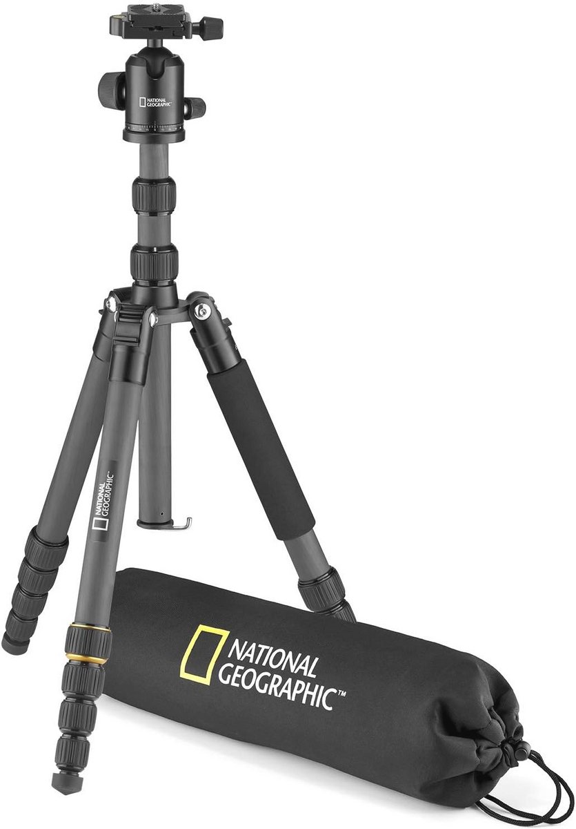 Reisset op statief met monopod - Koolstofvezel, 5-delige poten, Draagvermogen tot 8 kg