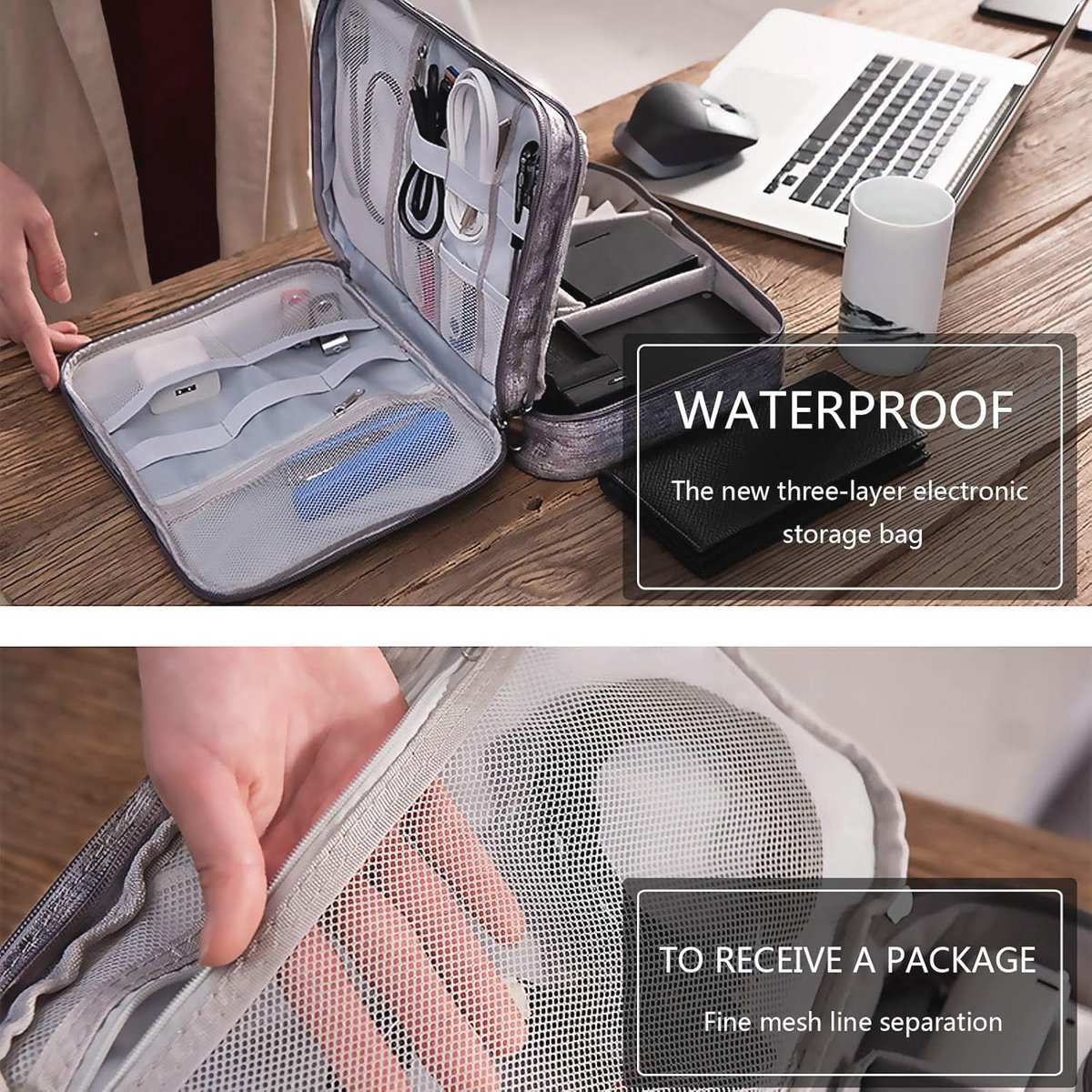 Universele Elektronica Accessoires Organizer Tas - Waterdicht en Draagbaar voor Kabels, Opladers en Powerbanks – foto 3