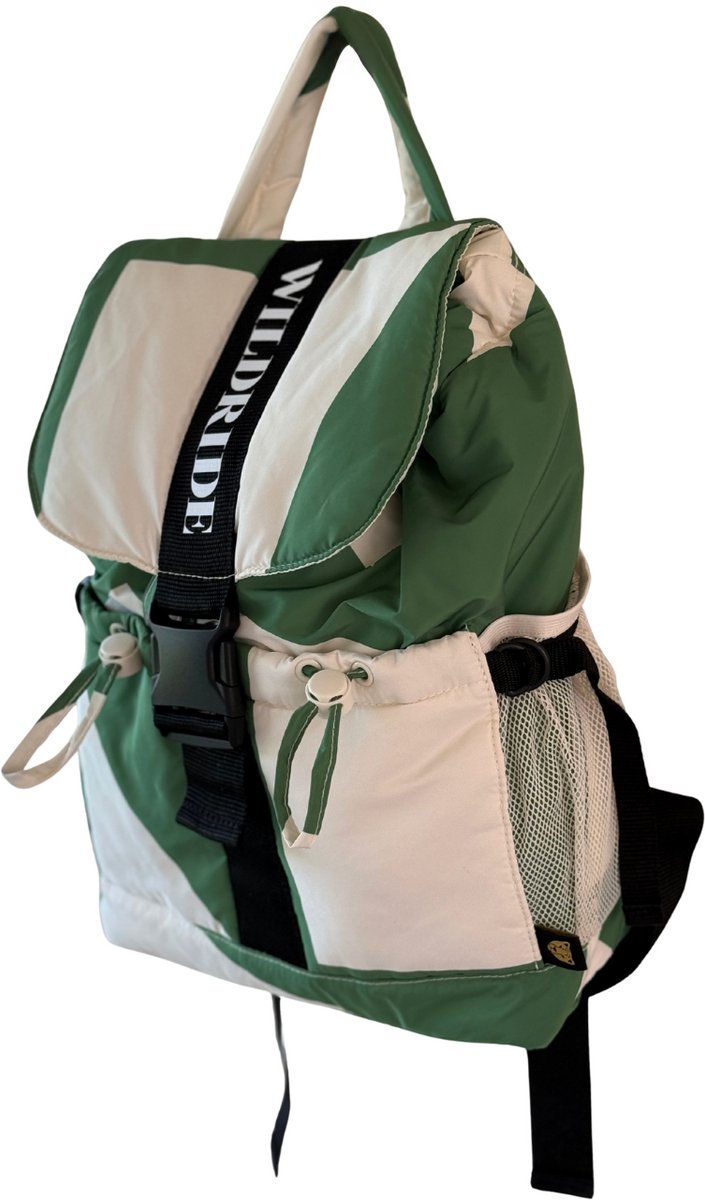 Wildride® Luiertas Rugzak - Rugtas van Gerecycled Materiaal - Verzorgingstas - Baby Rugtas - Organizer Tas - Diaper Bag - Groen Wit Patroon – foto 2