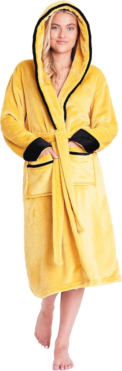 Zachte fleece badjas met capuchon voor dames