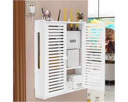 Wandmontage WiFi Router Doos met Kabelbeheer en Decoratieve Planken - Opbergoplossing voor Stroomstrip en Router