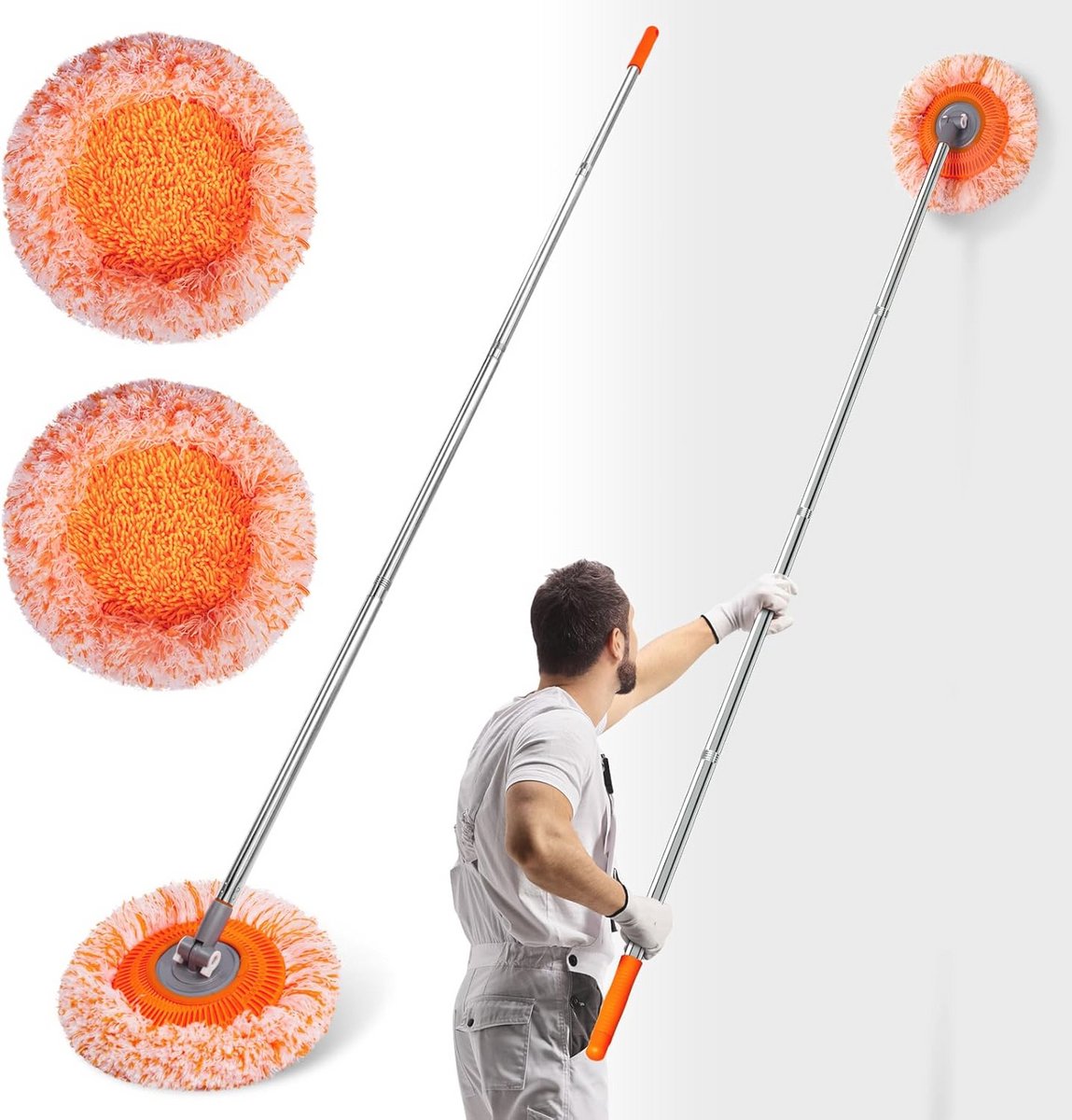 Muur Mop met Lange Steel - Efficiënte Wandreiniger en Plint Cleaner Tool