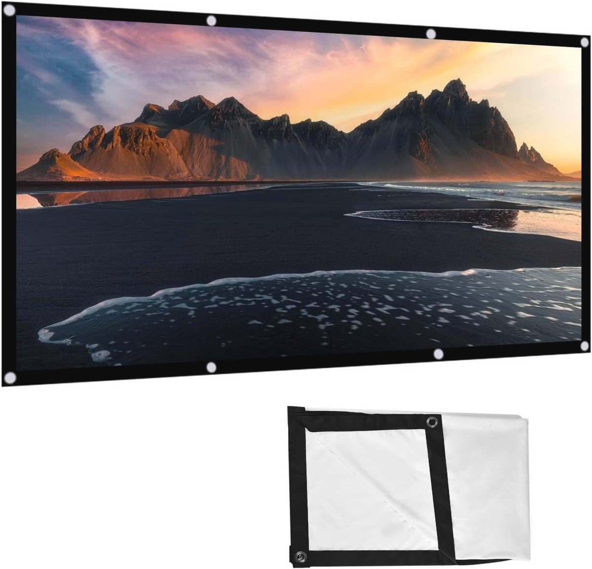 Draagbaar Opvouwbaar Projectiescherm 60-120 Inch voor Thuis en Buiten - 16:9 Aspect Ratio