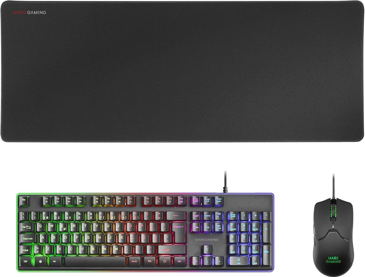 Gaming Combo H-Mech Toetsenbord, Ultralight Muis en XXL Muismat - Zwart