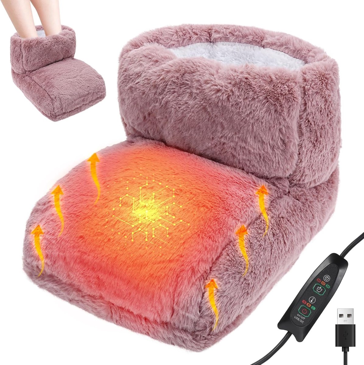 Verwarmde USB-Voetwarmers – Roze – Elektrische Pantoffels met Timer en Instelbare Temperatuur, Geschikt voor Vrouwen en Mannen – Winter Thuiskantoor & Slaapzaal