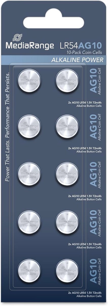 Premium Alkaline Knoopcellen AG10|LR54|1,5V - Pak van 10