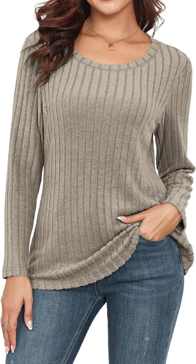 Dames trui met ronde hals en lange mouwen - Elegant en casual voor herfst en winter - Maten S-2XL