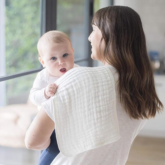 Set van 6 katoenen spuugdoeken voor baby's - luiers, kinderdekens, badhanddoeken en fopspeendoeken — afbeelding 2