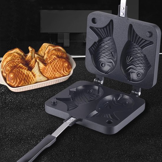 Taiyaki Pannenkoek Pan - Dubbele Visvormige Wafelmaker voor Thuis Koken en Desserts — afbeelding 5