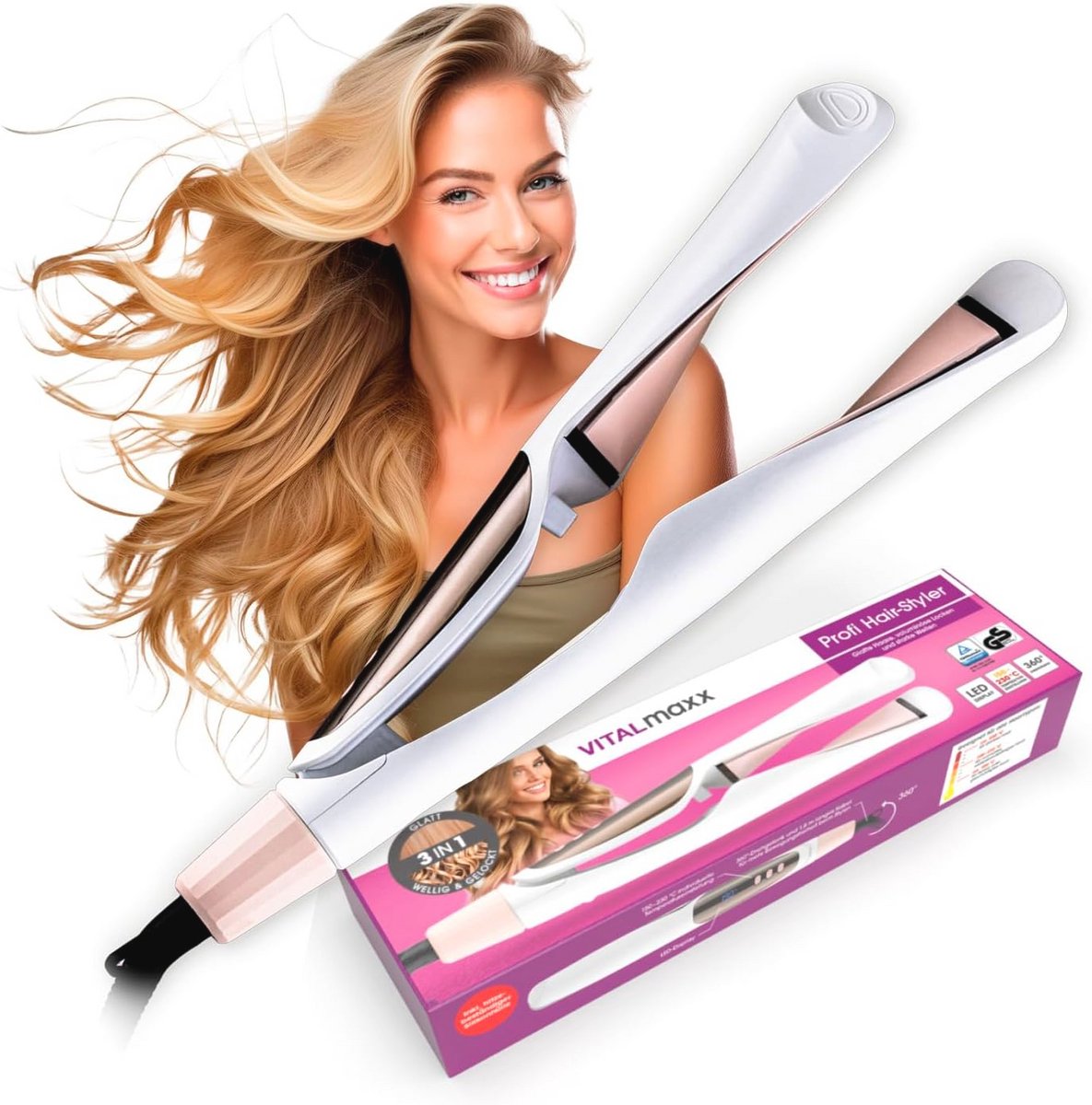 3-in-1 Hair Styler met LED-display en Temperatuurinstelling van 150-230 °C