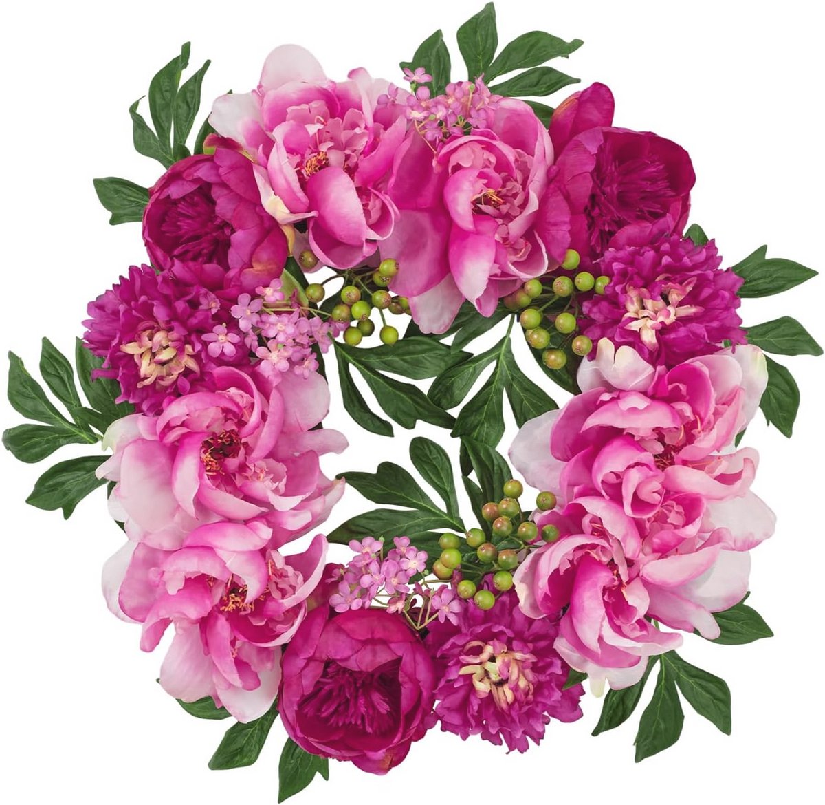 Veerkransen voor voordeur - Pioenrozenkrans voor huisdecoratie in Fuchsia
