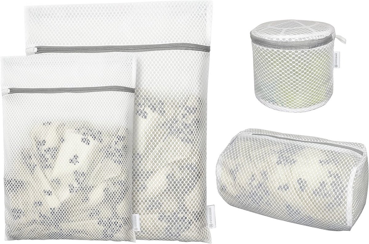 Honingraatgaas waszakken voor delicate kleding - 4 stuks met rits