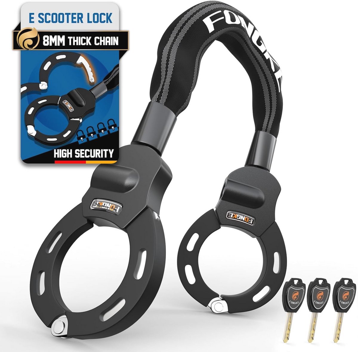 E-scooterslot 8 mm - Draagbaar en Veilig Kettingslot voor E-scooter