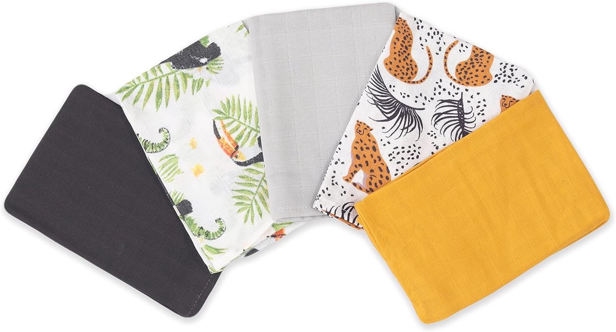Mousselinedoeken voor babyzorg - Set van 4, 60 x 75 cm, Katoen, Uniseks, Veilig voor Baby's